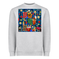 Heather Grey christmas ho ho ho with coffee cups and ornaments with plaid seamless  Heavyweight Sweatshirt - BundleAndBundleShop