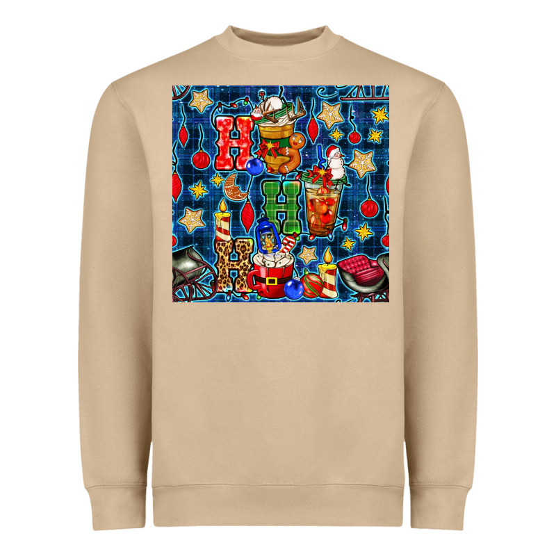 Christmas Ho Ho Ho With Coffee Cups And Ornaments With Plaid Seamless  Heavyweight Sweatshirt by BundleAndBundleShop | Teevron