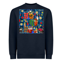 Navy christmas ho ho ho with coffee cups and ornaments with plaid seamless  Heavyweight Sweatshirt - BundleAndBundleShop