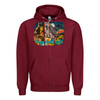 Burgundy Happy Fall Y'all Owl Zipper Hoodie - LillyAllenDesigns