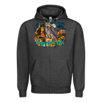Charcoal Heather Happy Fall Y'all Owl Zipper Hoodie - LillyAllenDesigns