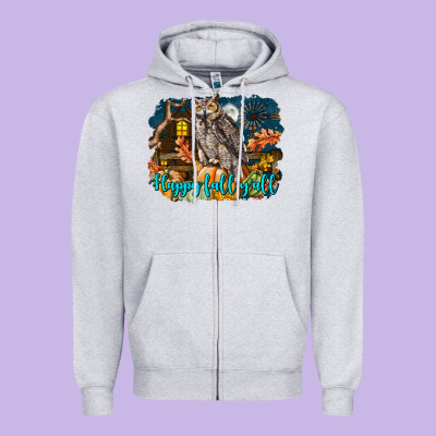 Happy Fall Y'all Owl Zipper Hoodie Designed By Lillyallendesigns