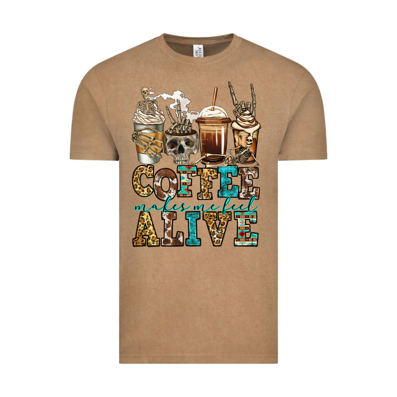 Coffee Makes Me Feel Alive Skeleton Coffee Cups Vintage Tee by Jasminsmagicworld | Teevron