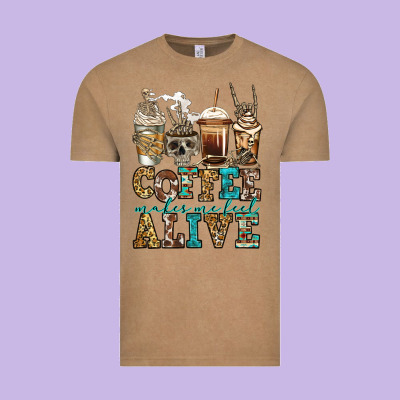 Coffee Makes Me Feel Alive Skeleton Coffee Cups Vintage Tee Designed By Jasminsmagicworld