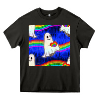 Asphalt Pride lgbtq ghosts and heart with rainbow seamless Heavy Core Tee - BundleAndBundleShop