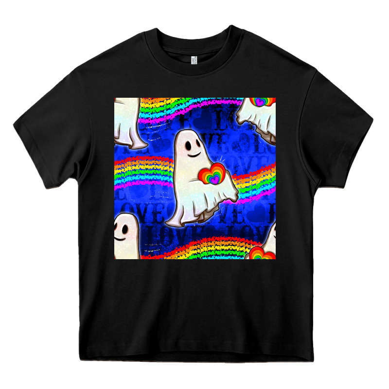 Pride Lgbtq Ghosts And Heart With Rainbow Seamless Heavy Core Tee by BundleAndBundleShop | Teevron