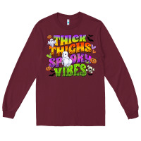 Burgundy thick thighs and spooky vibes Long Sleeve Tee - CowGirlArtShop