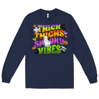 Navy thick thighs and spooky vibes Long Sleeve Tee - CowGirlArtShop