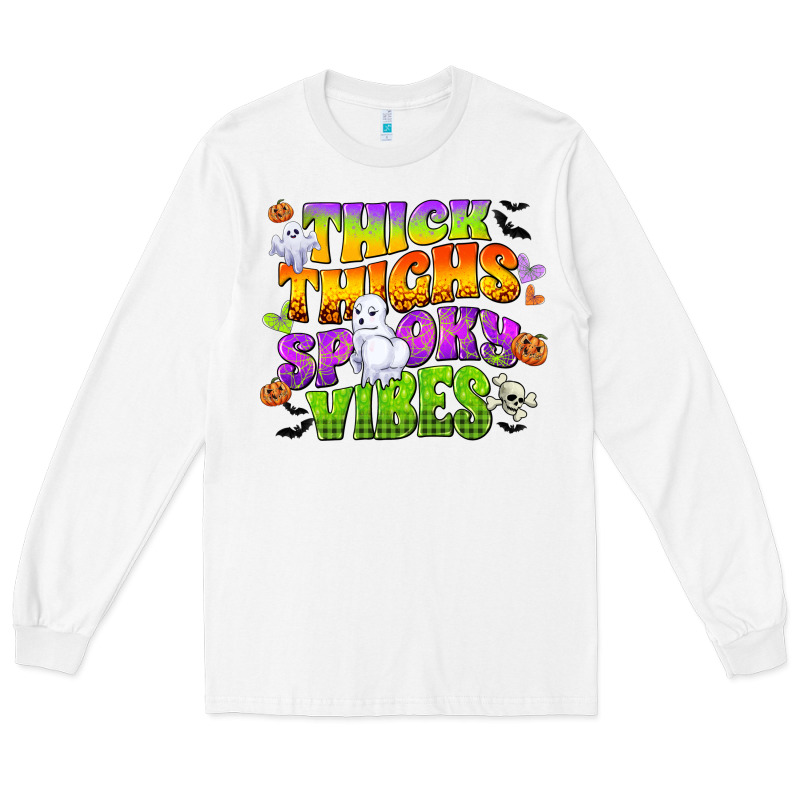 Thick Thighs And Spooky Vibes Long Sleeve Tee by CowGirlArtShop | Teevron