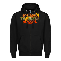 Black Fall Grateful Thankful Blessed Zipper Hoodie - LillyAllenDesigns