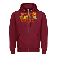 Burgundy Fall Grateful Thankful Blessed Zipper Hoodie - LillyAllenDesigns