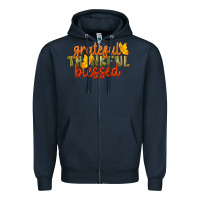Navy Fall Grateful Thankful Blessed Zipper Hoodie - LillyAllenDesigns
