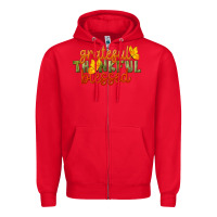 Red Fall Grateful Thankful Blessed Zipper Hoodie - LillyAllenDesigns
