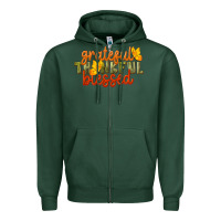 Sports Green Fall Grateful Thankful Blessed Zipper Hoodie - LillyAllenDesigns