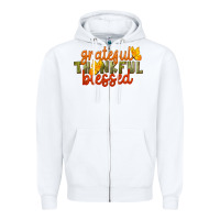 White Fall Grateful Thankful Blessed Zipper Hoodie - LillyAllenDesigns