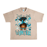 French Oak just a girl who loves winter afro messy bun Urban Heavy Tee - texasbilliewilder