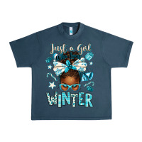 Midnight Navy just a girl who loves winter afro messy bun Urban Heavy Tee - texasbilliewilder