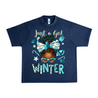 Navy just a girl who loves winter afro messy bun Urban Heavy Tee - texasbilliewilder