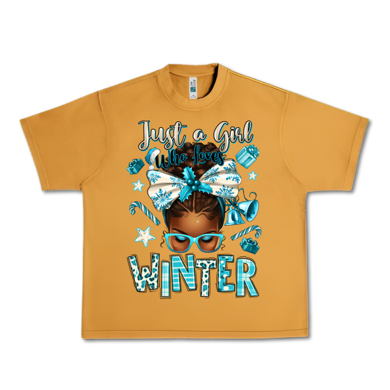 Just A Girl Who Loves Winter Afro Messy Bun Urban Heavy Tee by texasbilliewilder | Teevron