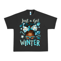 Pigment Black just a girl who loves winter afro messy bun Urban Heavy Tee - texasbilliewilder