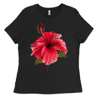 Black Puerto Rican Hibiscus Flower Ladies Tee - LillyAllenDesigns