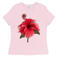 Bubblegum Pink Puerto Rican Hibiscus Flower Ladies Tee - LillyAllenDesigns