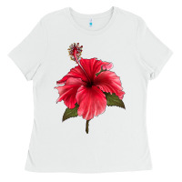 White Puerto Rican Hibiscus Flower Ladies Tee - LillyAllenDesigns