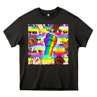 Asphalt Pride lgbtq hands with cowhide seamless pattern Heavy Core Tee - BundleAndBundleShop