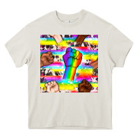 Cream Pride lgbtq hands with cowhide seamless pattern Heavy Core Tee - BundleAndBundleShop