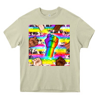 Mossy Pride lgbtq hands with cowhide seamless pattern Heavy Core Tee - BundleAndBundleShop