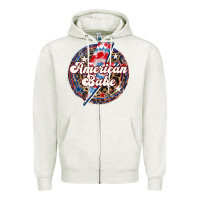 Oatmeal Heather Western American Babe Patriotic Zipper Hoodie - LillyAllenDesigns
