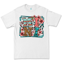 White floral leopard frame mini Premium Tee - LillyAllenDesigns