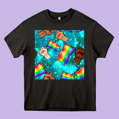 Pride Lgbtq Hands With Flag Seamless Pattern Heavy Core Tee Designed By Bundleandbundleshop