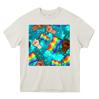 Cream Pride lgbtq hands with flag seamless pattern Heavy Core Tee - BundleAndBundleShop