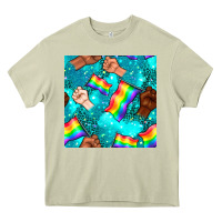 Mossy Pride lgbtq hands with flag seamless pattern Heavy Core Tee - BundleAndBundleShop