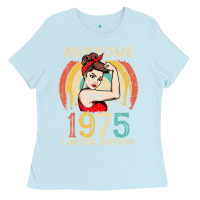 Baby Blue Vintage 1975 Birthday Gift For Women - 47 Year Old Birthday Ladies Tee - lanVoArt
