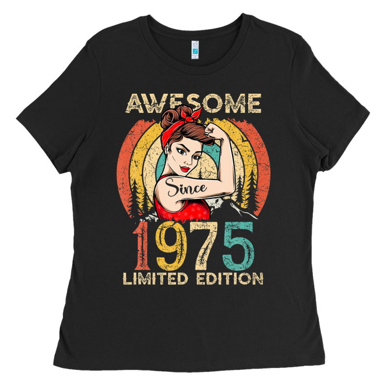 Vintage 1975 Birthday Gift For Women - 47 Year Old Birthday Ladies Tee by lanVoArt | Teevron