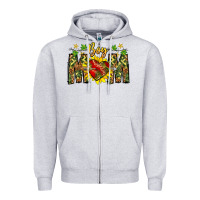 Heather Grey boy mom Zipper Hoodie - CowhideDigitalArt