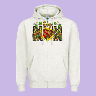Boy Mom Zipper Hoodie Designed By Cowhidedigitalart