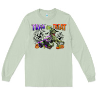 Matcha trick or treat with monster truck and t rex Long Sleeve Tee - CowGirlArtShop