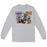 Moon Dust trick or treat with monster truck and t rex Long Sleeve Tee - CowGirlArtShop
