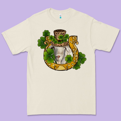 St Patricks Day Goat Horseshoe Shamrock Premium Tee Designed By Ranaportraitstore