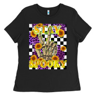 Black stay skeleton hand spooky Ladies Tee - LillyAllenDesigns