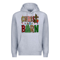 Heather Grey christ is born Premium Hoodie - FaDigitalArtStudio