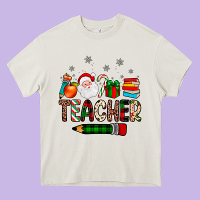 Teacher Christmas Heavy Core Tee Designed By Jahusdesignshop
