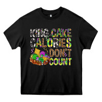 Black King Cake Calories Don't Count Mardi Gras Heavy Core Tee - BundleAndBundleShop
