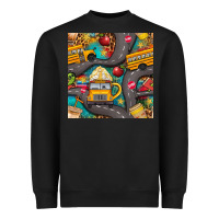 Black school bus coffee and star with leopard seamless pattern bbs Heavyweight Sweatshirt - BundleAndBundleShop