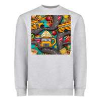 Heather Grey school bus coffee and star with leopard seamless pattern bbs Heavyweight Sweatshirt - BundleAndBundleShop