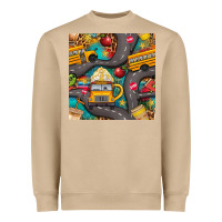 Mushroom school bus coffee and star with leopard seamless pattern bbs Heavyweight Sweatshirt - BundleAndBundleShop