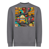 School Bus Coffee And Star With Leopard Seamless Pattern Bbs Heavyweight Sweatshirt | Teevron